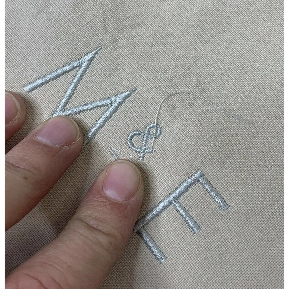 NWT West Elm Frayed Tan M & E Monogrammed Set Of 2 Place Mats 14x19in